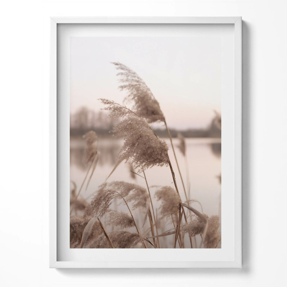 Kép keretben Romantikus fű és tó táj boho stílusban