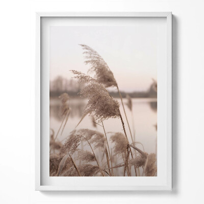 Kép keretben Romantikus fű és tó táj boho stílusban