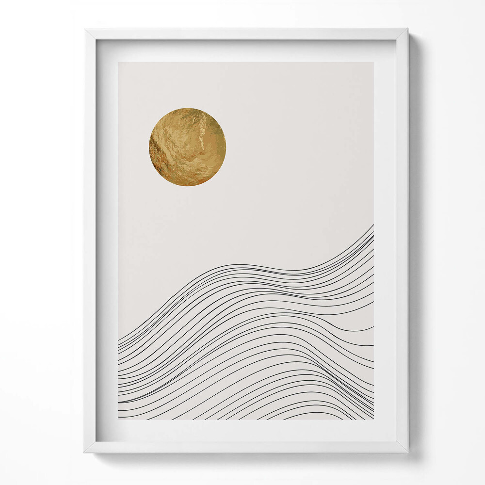 Keretezett kép Boho absztrakt minimalista formák arannyal