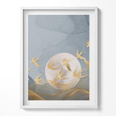 Keretezett kép Illusztráció a holdról és repülő madarakról