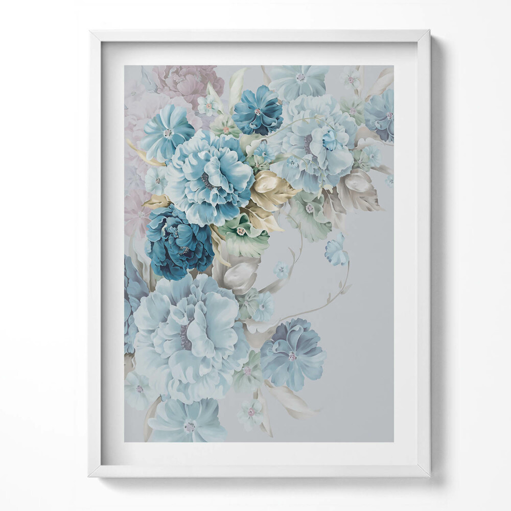 Keretezett kép Finom bazsarózsa virágokat ábrázoló festmény