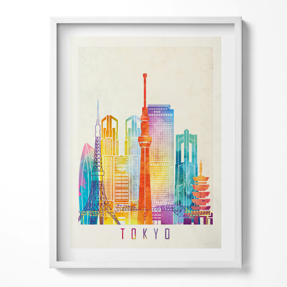 Kép keretben Színes illusztráció a japán Tokió városáról