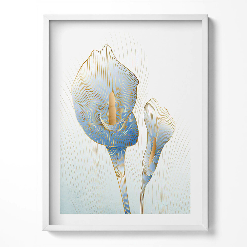 Kép keretben Arany virágok illusztrációja