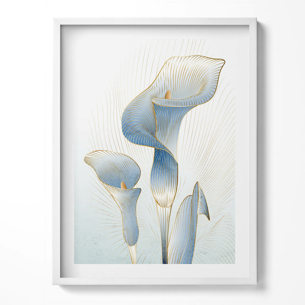 Kép keretben Virágok illusztrációja arannyal