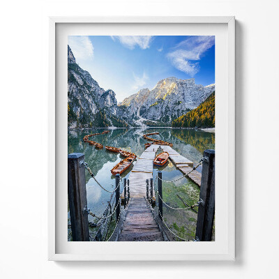 Kép keretben Csónakok egy hegyi tavon