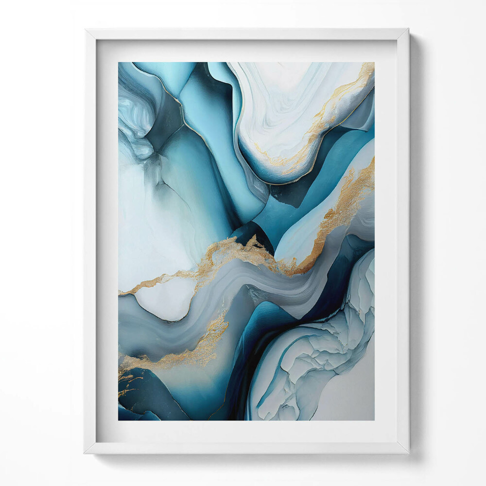 Keretezett kép Folyékony márvány textúra arannyal