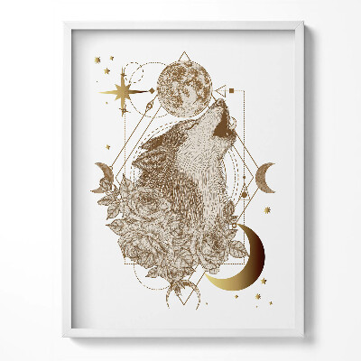 Kép keretben Magical cosmos composition of wolf and flowers