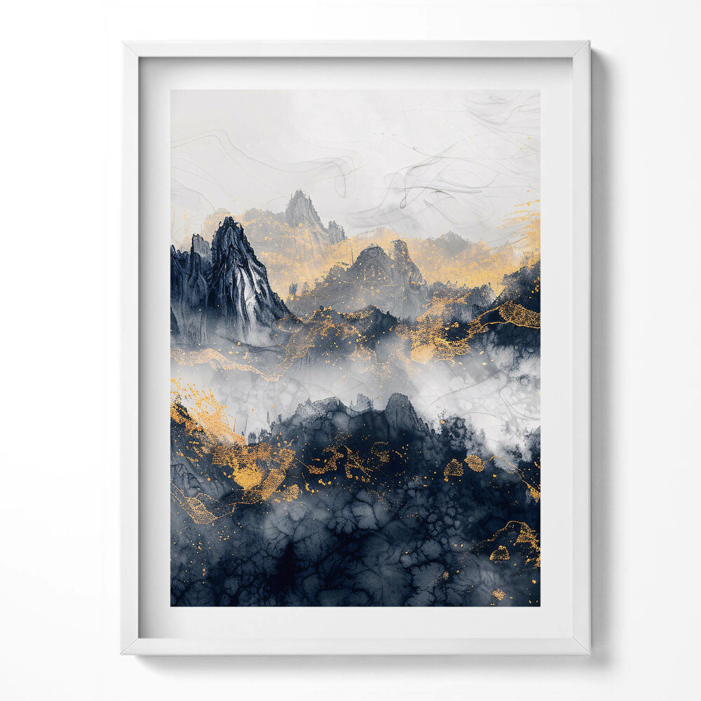 Keretezett kép Absztrakt tájkép hegyek között felhők