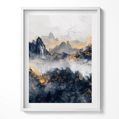 Keretezett kép Absztrakt tájkép hegyek között felhők