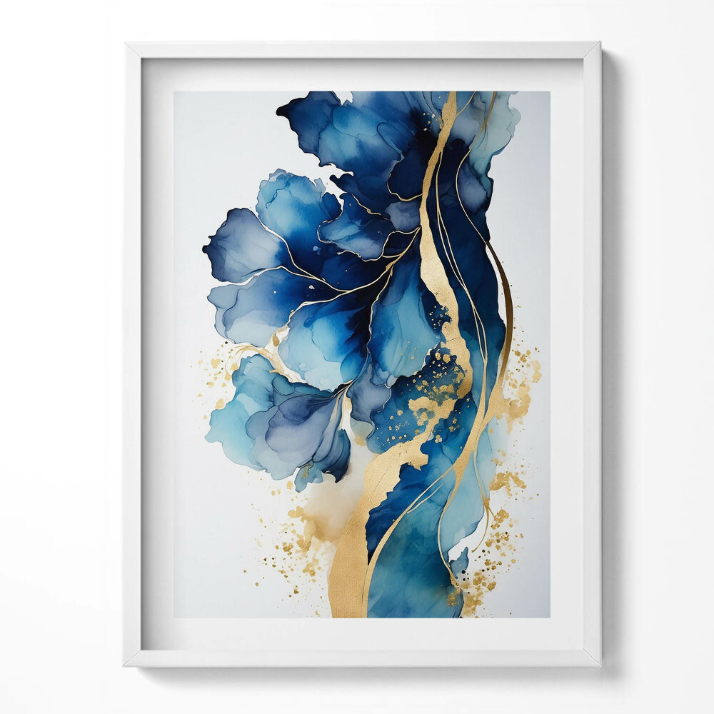 Keretezett kép Absztrakt festmény növények aranyban