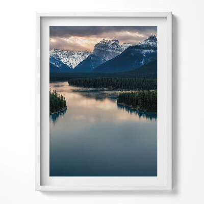 Kép keretben Folyami tájkép erdők és hegyek