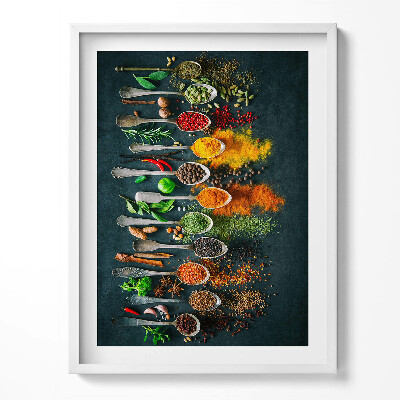 Kép keretben Kanál színes fűszerekkel