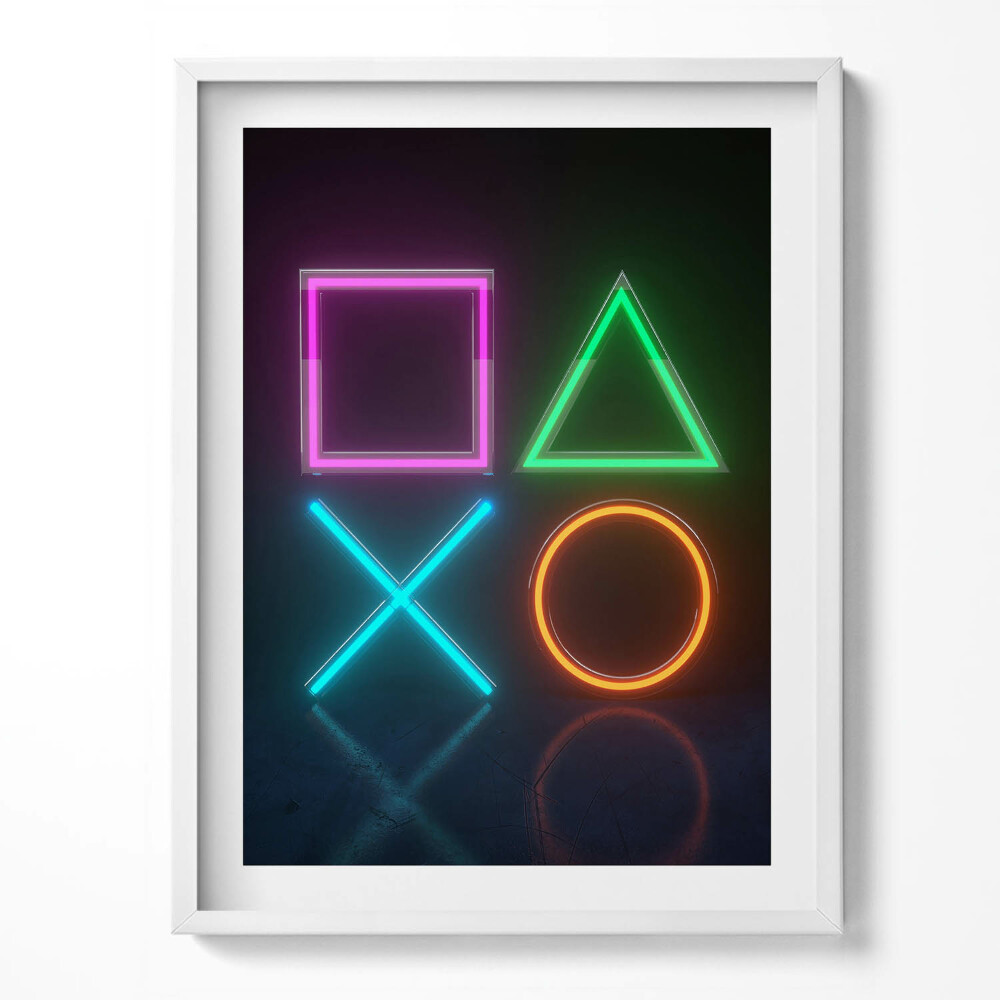 Kép keretben Gamer szimbólumok - karakterek a konzolpadon