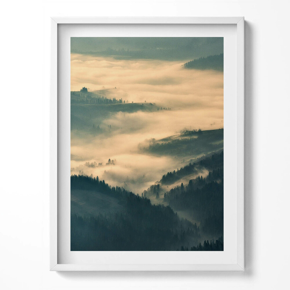 Kép keretben Mountain landscape of forests in nebren