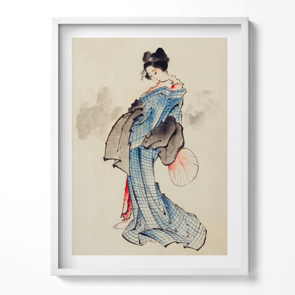 Keretezett kép Ázsiai nő kimonóban