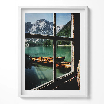 Keretezett kép Ablak nézet tóra hajóval