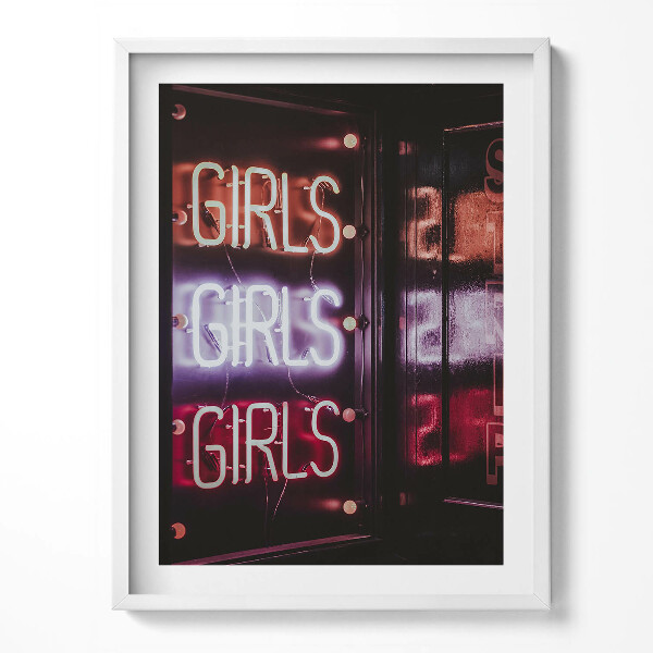 Kép keretben Világító neon "Girls"