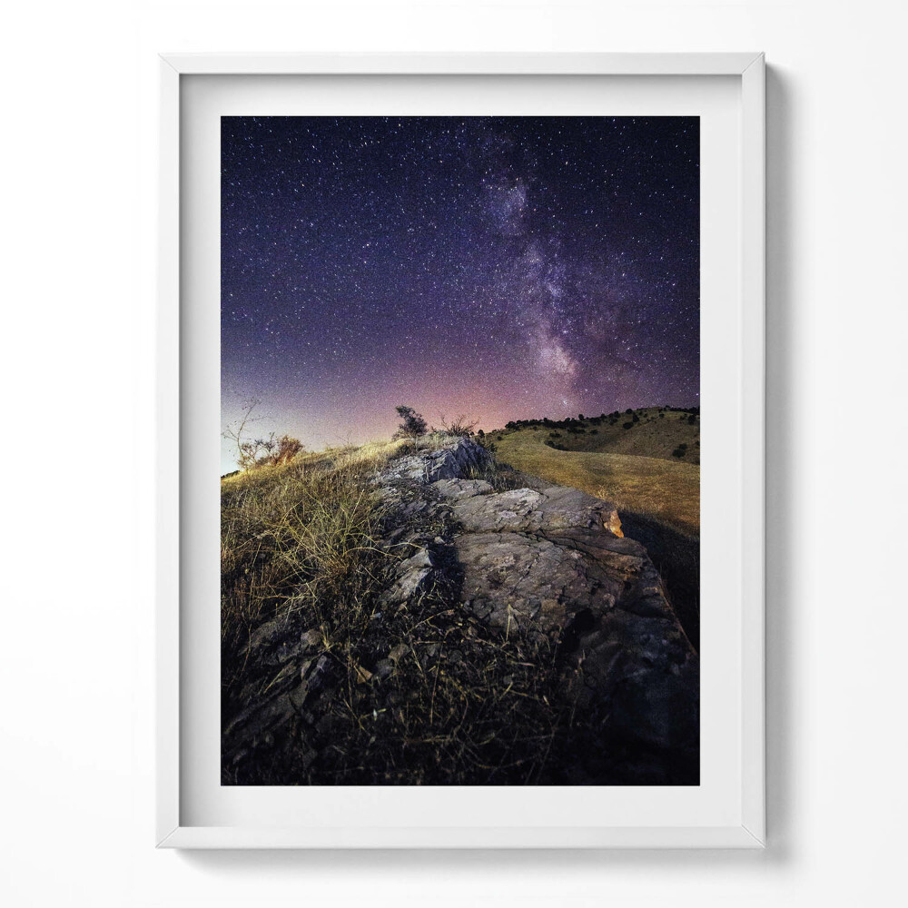 Keretezett kép Tájkép a természetről és csillagos égbolt