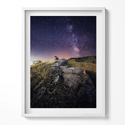 Keretezett kép Tájkép a természetről és csillagos égbolt