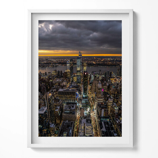 Kép keretben Városi építészet madártávlatból éjszaka