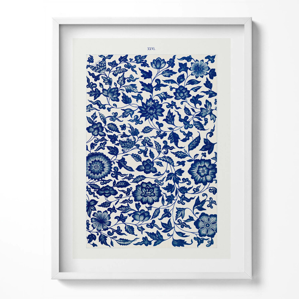 Kép keretben Vintage virágminta
