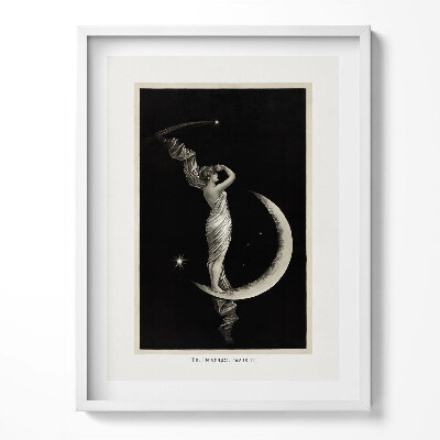 Keretezett kép Nő és hold vintage illusztráció