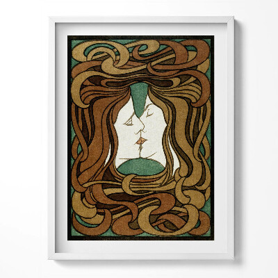 Kép keretben Két nő csókolózásának illusztrációja