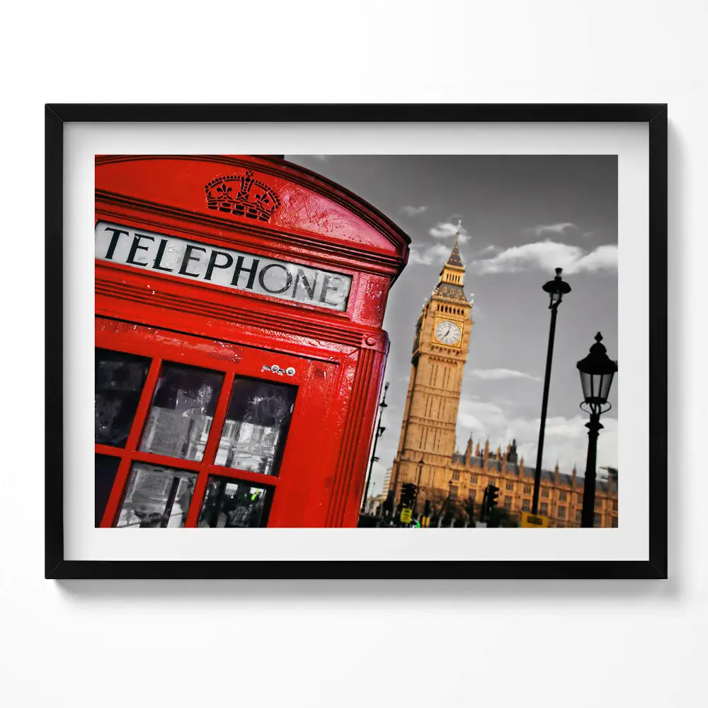 Kép keretben Piros telefonfülke és Big Ben