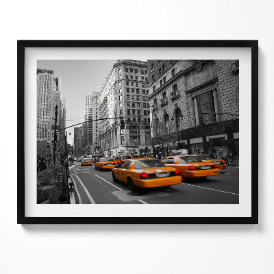 Kép keretben Sárga taxik városi utcán