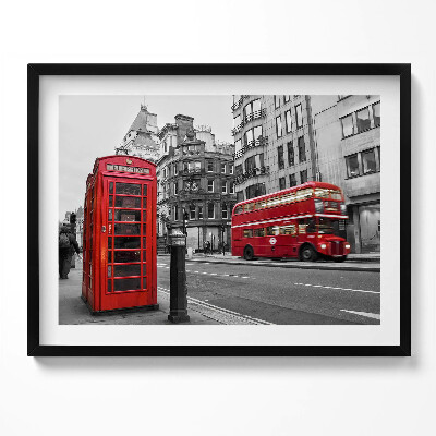 Kép keretben Piros londoni busz városi környezetben