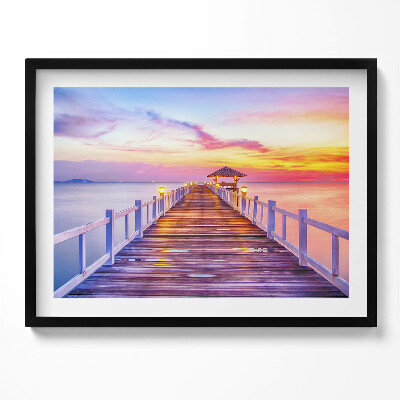 Kép keretben Tengerparti móló naplementében