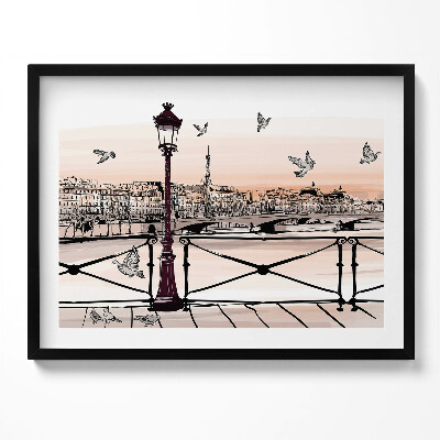 Kép keretben Párizsi táj Eiffel-torony madarak
