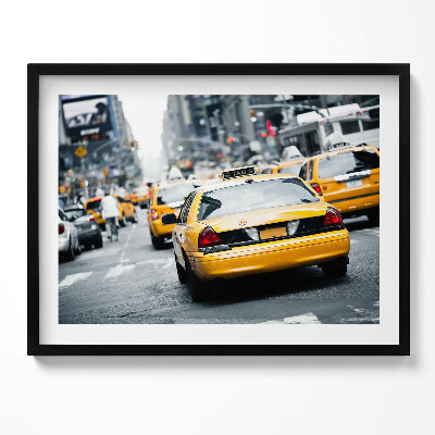 Kép keretben Sárga taxi autók városi forgalomban
