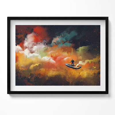 Kép keretben Ember csónakban színes égbolt