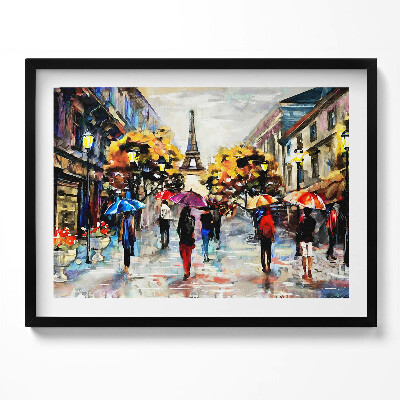 Kép keretben Esőben sétáló emberek Párizsban