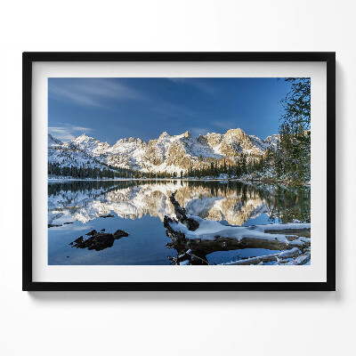 Kép keretben Hegyek és tükörsima tó