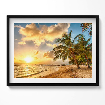 Kép keretben Tengerparti naplemente pálmafákkal
