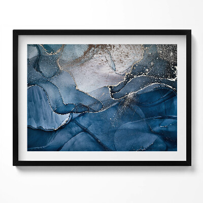 Kép keretben Absztrakt kék és arany mintázat