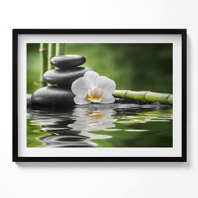 Kép keretben Kavicsok víz virág