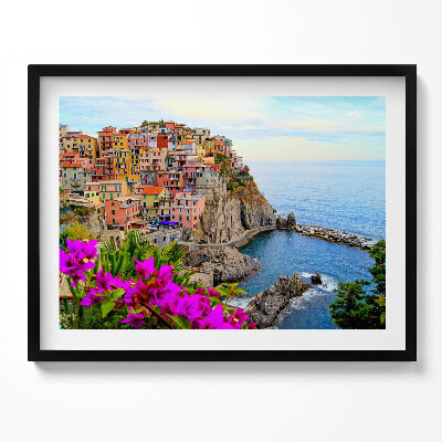 Kép keretben Színes tengerparti városkép