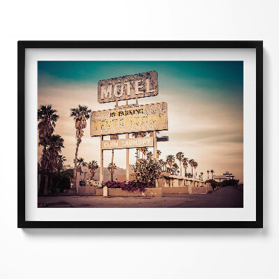 Kép keretben Régi motel hirdetőtáblája