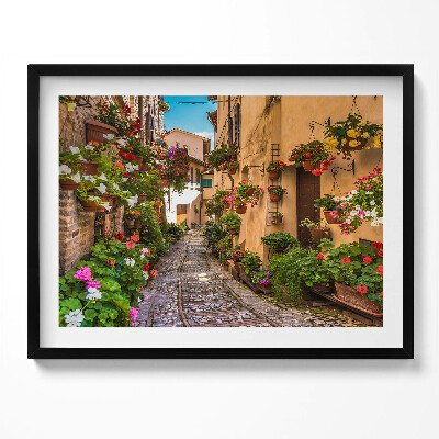 Kép keretben Virágos utcácska festmény