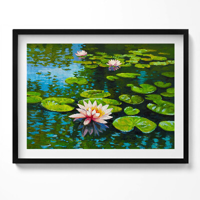 Kép keretben Tavi liliomok vízfelületen