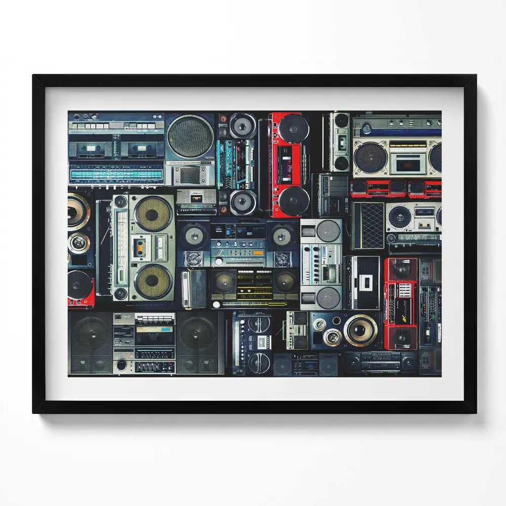 Kép keretben Retro rádiók és magnók összeállítása