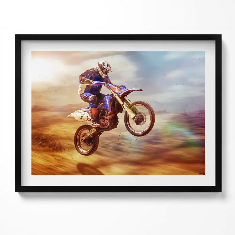 Kép keretben Motocross versenyző ugrás közben