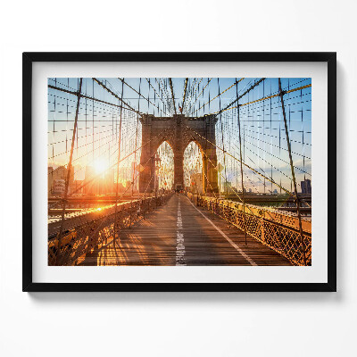 Kép keretben Brooklyni híd naplementében