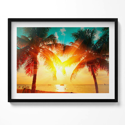 Kép keretben Naplemente pálmafákkal