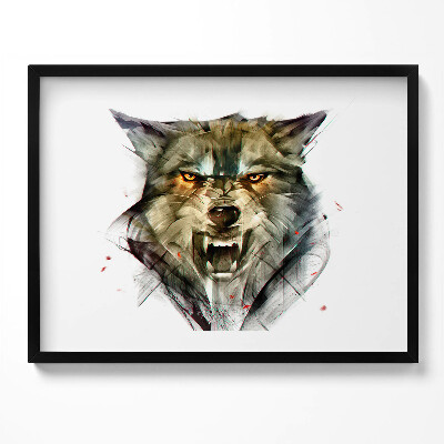 Kép keretben Farkas arca agresszív kifejezés