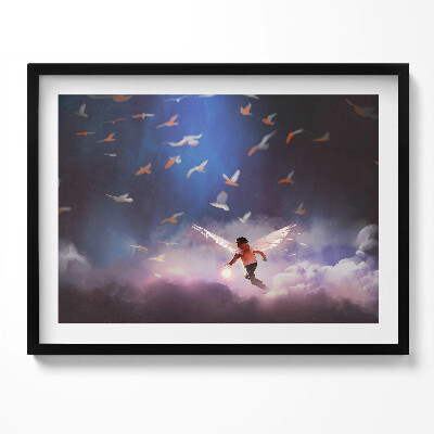 Kép keretben Fénylő angyal fiatal fiúval