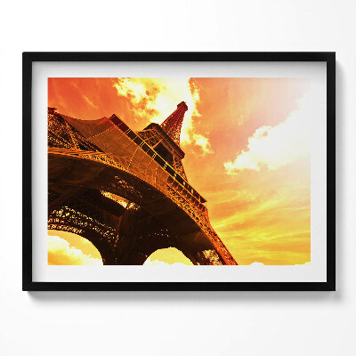 Kép keretben Eiffel-torony narancssárga háttérrel